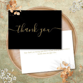 ブラックとゴールドのシンプルモダンエレガントスクリプト サンキューカード