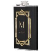 ブラックとゴールドのジオメトリック | モノグラム＆名前 フラスク (左)