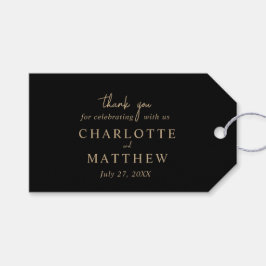 ブラックとゴールドのスクリプト お礼 ウェディング ギフト タグ