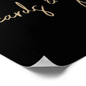 ブラックとゴールドのスクリプト カードとギフト サイン (角)
