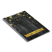 ブラックとゴールドのスタースタイリッシュな思い出の本 ノートブック (右側)