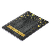 ブラックとゴールドのスタースタイリッシュな思い出の本 ノートブック (左側)