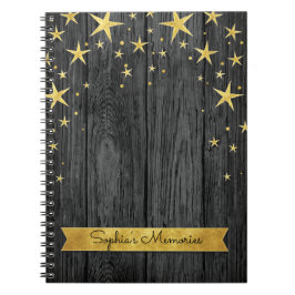 ブラックとゴールドのスタースタイリッシュな思い出の本 ノートブック