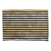 ブラックとゴールドのストライプの枕カバー ベッド用