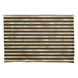 ブラックとゴールドのストライプの枕カバー ベッド用 枕カバー