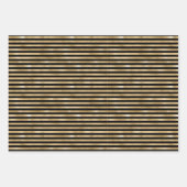 ブラックとゴールドのストライプ ウェディング ブライダル シャワー バースデー ラッピングペーパーシート (正面2)