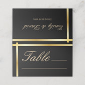 ブラックとゴールドのストライプ モダンウェディング プレイスカード (外部開封)