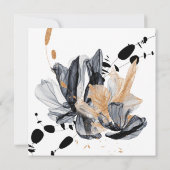 ブラックとゴールドのスモークフラワー ウェディング招待状 招待状 (裏面)