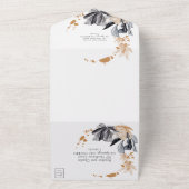 ブラックとゴールドのスモークフラワー オールインワン招待状 (外側)