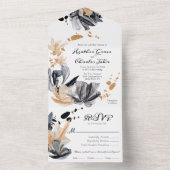 ブラックとゴールドのスモークフラワー オールインワン招待状 (内側)