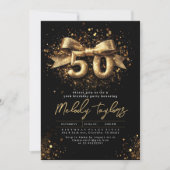 ブラックとゴールドのタイポグラフィー 50 50歳の誕生日 招待状 (正面)
