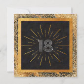 ブラックとゴールドのダイヤモンドグリッター 18歳の誕生日パーティー 招待状 (裏面)
