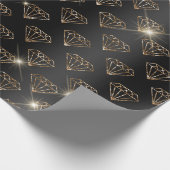 ブラックとゴールドのダイヤモンド エレガント ウェディングエンゲージメント ラッピングペーパー (角)