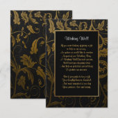 ブラックとゴールドのダマスク ウェディング - ウィッシュ ウェル エンクロージャーカード (正面/裏面)