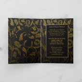 ブラックとゴールドのダマスク 50周年結婚記念日 招待状 (内部)