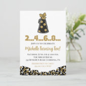 ブラックとゴールドのチア バースデー招待状 招待状 (スタンド正面)