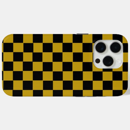 ブラックとゴールドのチェッカーボード レトロなデザイン Case-Mate iPhoneケース (裏面 (横))