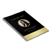 ブラックとゴールドのデザイン、ロゴまたは写真をゴールドの円形に ノートブック (右側)