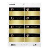 ブラックとゴールドのデザイン、ロゴまたは写真をゴールドの円形に ラベル (フルシート)