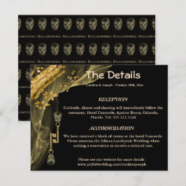 ブラックとゴールドのドクロがモチーフのハロウィンウェディングの詳細 エンクロージャーカード