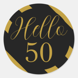 ブラックとゴールドのハロー50対角ストライプ ラウンドシール