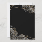 ブラックとゴールドのバラとティアラのQuinceañera  招待状 (裏面)