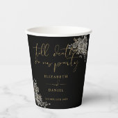 ブラックとゴールドのバラの花のゴシックウェディング 紙コップ (正面)