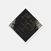 ブラックとゴールドのバラの花モダンゴシックウェディング スタンダードカクテルナプキン (角)