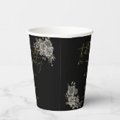 ブラックとゴールドのバラの花 フローラル ゴシック ウェディング 紙コップ (右)