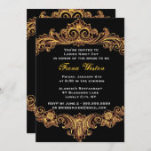 ブラックとゴールドのバロック様式のレディース ナイト アウト 招待状 (正面/裏面)
