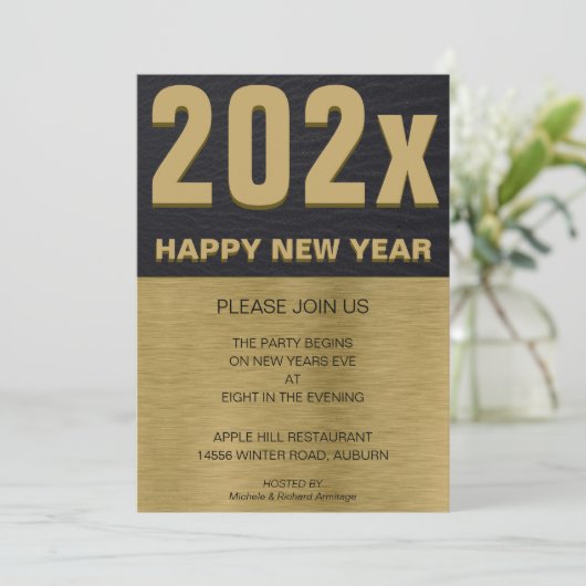 ブラックとゴールドのパーティー招待状 招待状 (スタンド正面)