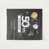 ブラックとゴールドのパーティー タペストリー 背景 バナー (正面(横))