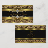 ブラックとゴールドのヒョウ柄 名刺 (正面/裏面)