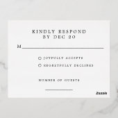 ブラックとゴールドのフィリグリー結婚式返信カード 箔招待状ポストカード (裏面)