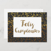 ブラックとゴールドのフェリズ・クンプレアニョス ポストカード (正面/裏面)