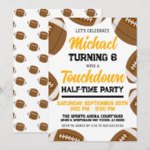ブラックとゴールドのフットボールチームの誕生日パーティー 招待状 (正面/裏面)