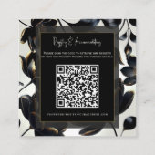 ブラックとゴールドのフラワーモチーフ グレージュの結婚式のディテール スクエア名刺 (裏面)