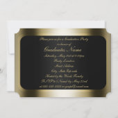 ブラックとゴールドのフレームを使った卒業パーティー 招待状 (裏面)
