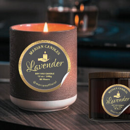 ブラックとゴールドのホイル キャンドルラベル ラウンドシール