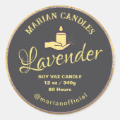 ブラックとゴールドのホイル キャンドルラベル ラウンドシール (正面)