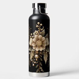 ブラックとゴールドのホリデークリスマスボウ リボン ウォーターボトル
