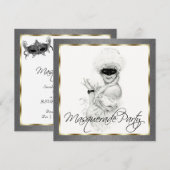 ブラックとゴールドのマスカレードパーティーの招待状 招待状 (正面/裏面)