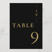ブラックとゴールドのミニマルモノグラムテーブルナンバー 招待状 (裏面)