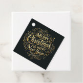 ブラックとゴールドのメリークリスマス＆ハッピーニューイヤー フェイバータグ (インサイチュ)