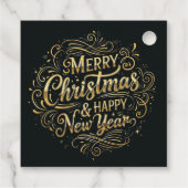 ブラックとゴールドのメリークリスマス＆ハッピーニューイヤー フェイバータグ (裏面)