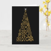 ブラックとゴールドのモダンなクリスマス カード (黄色い花)