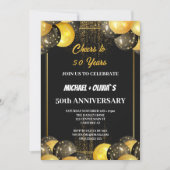 ブラックとゴールドのモダン50周年招待状 招待状 (正面)