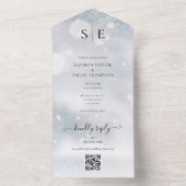 ブラックとゴールドのモノグラムQRコード冬の結婚式 オールインワン招待状 (内側)