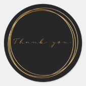 ブラックとゴールドのリング サンクス モダン エレガント ラウンドシール (正面)