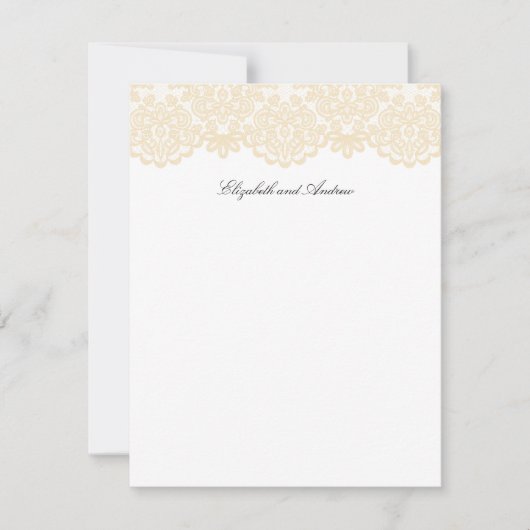 ブラックとゴールドのレース エレガント スクリプト サンキューカード (正面)